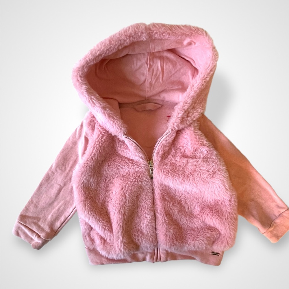 hooded faux fur jacket sweatshirt size 12 m